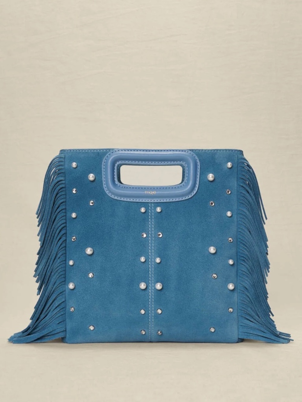 M Pearl Suede Studded leather bag with fringing